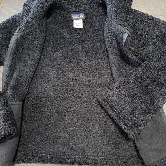 Patagonia Jacket Women’s Small Black Synchilla Fleece Curly Q‎ Shawl Collar - Picture 5 of 9